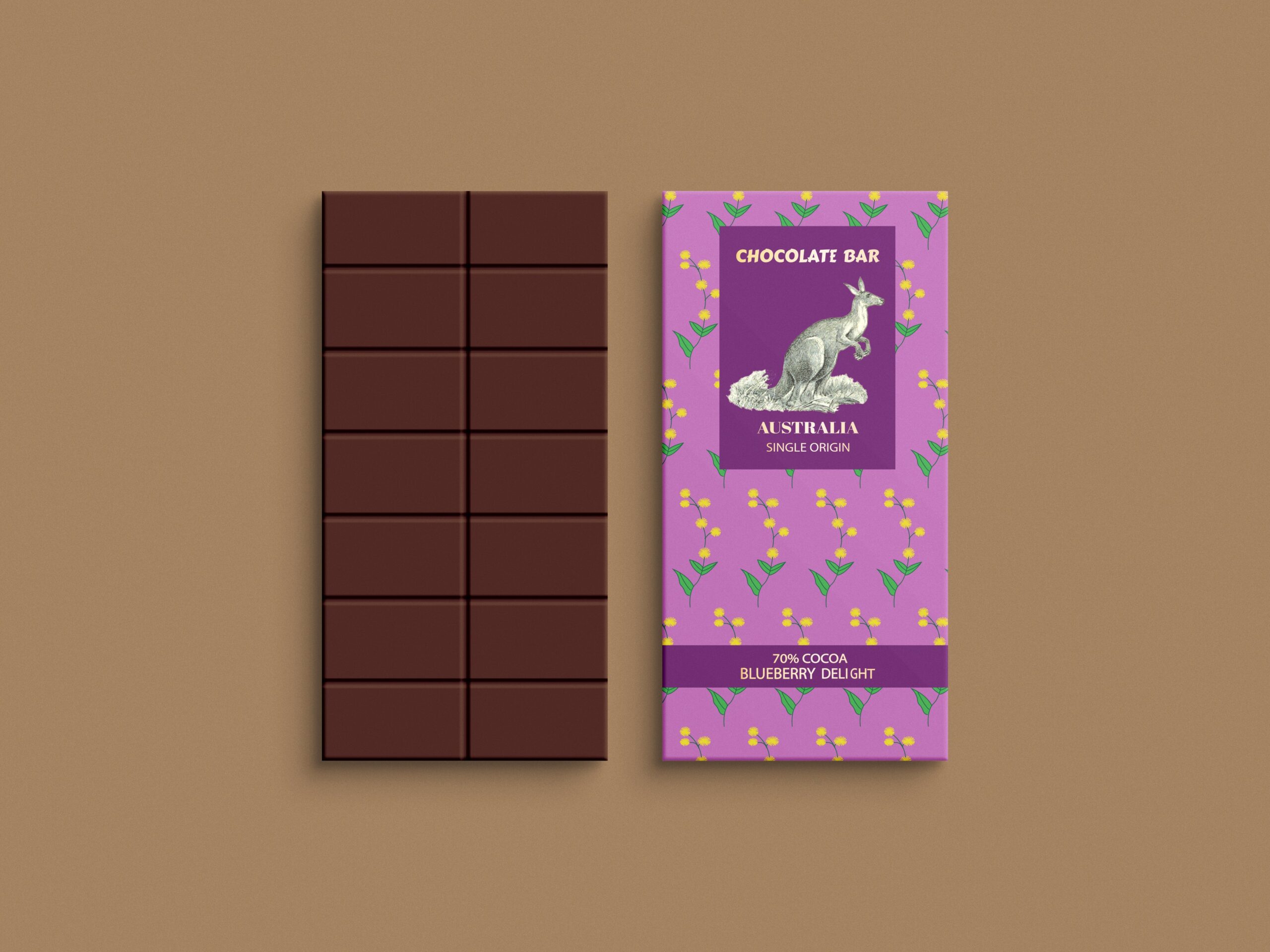 Chocolate bar wrapping paper packaging mockup design