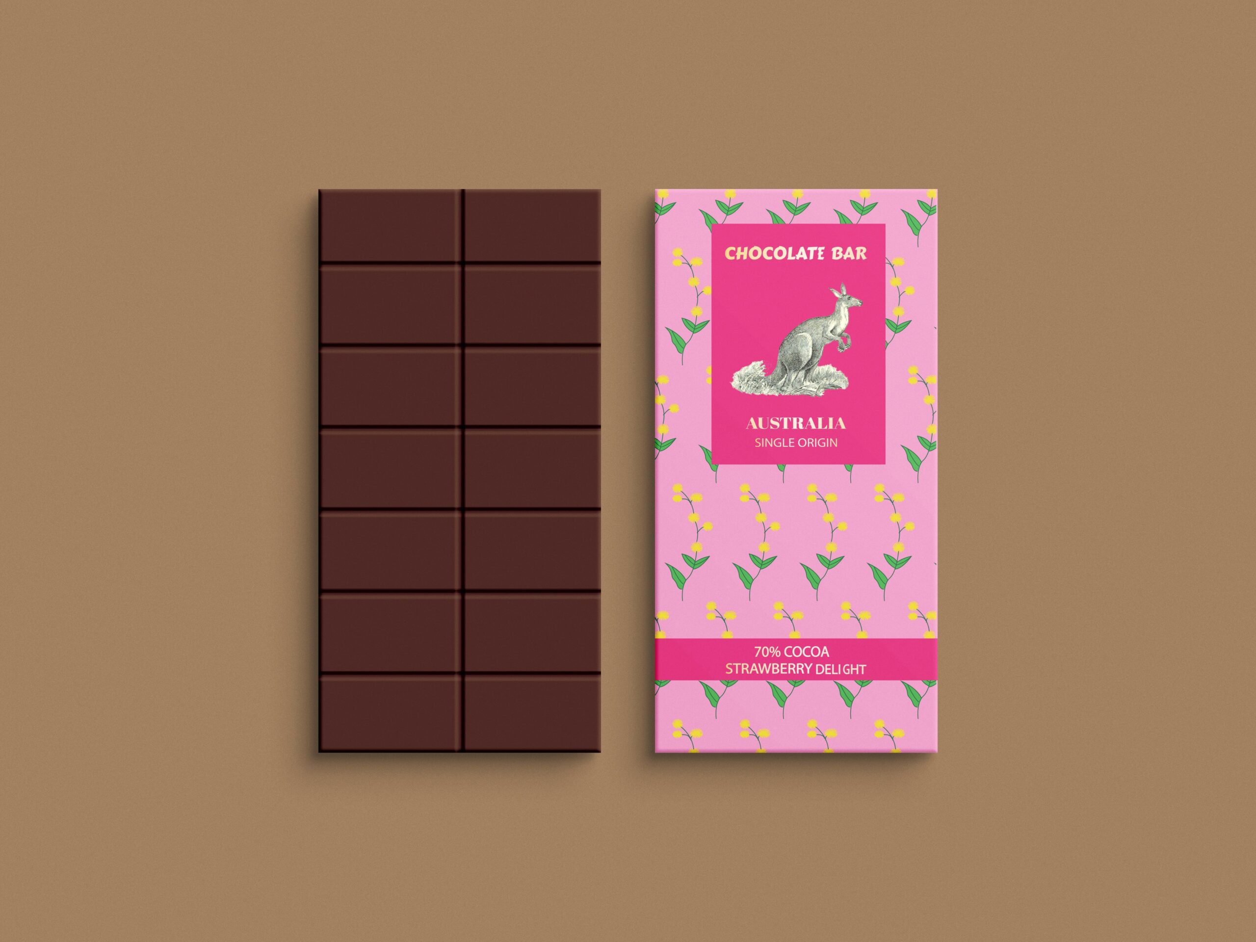 Chocolate bar wrapping paper packaging mockup design